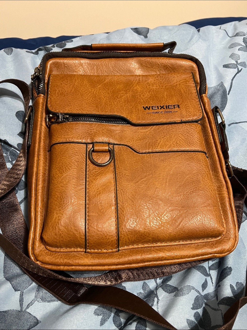 Weixier PU Leather Crossbody Bag in Tan